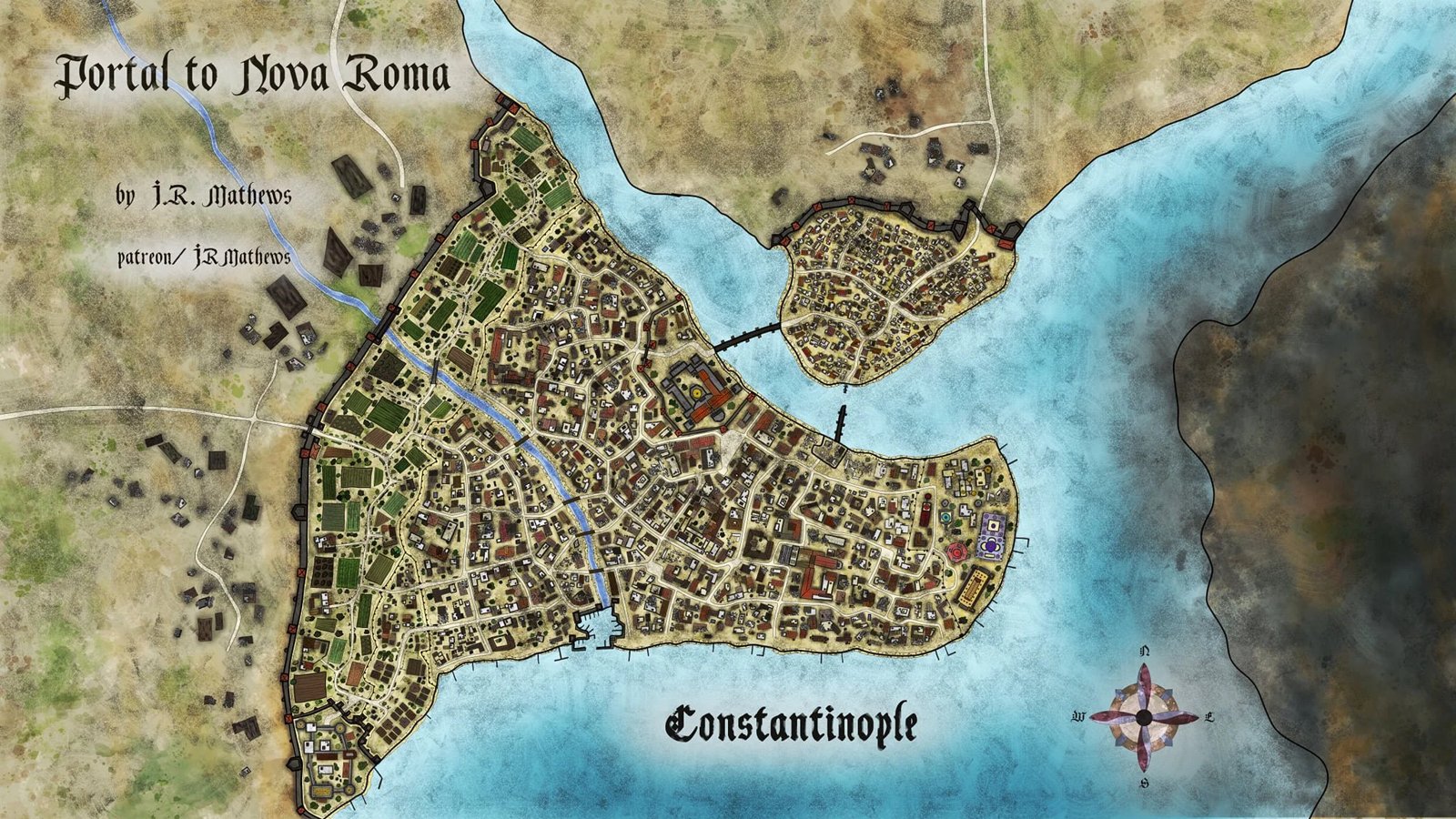 Portal to Nova Roma review: the series' official map of Nova Roma (Constantinople)
